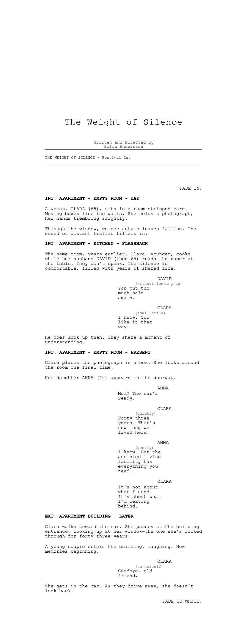 Film festival screenplay